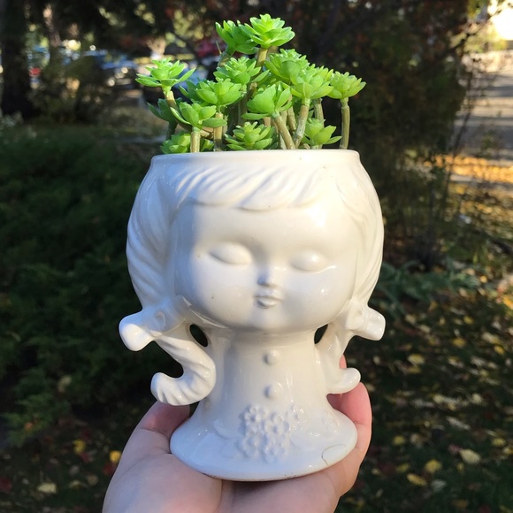 Vintage Other - Mid century modern Vintage ceramic teen girl head vase planter